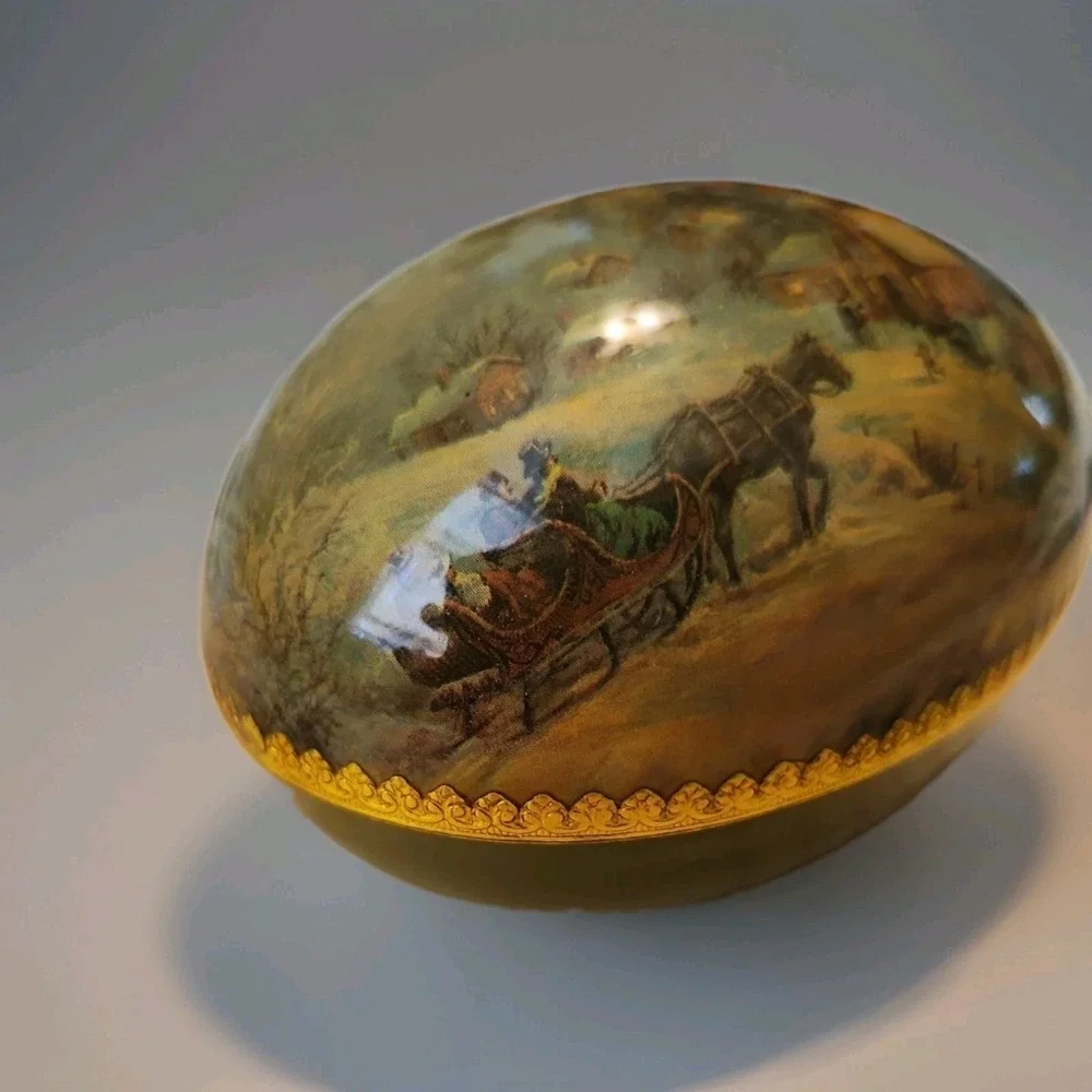 Hand Painted Winter Scene Egg Shaped